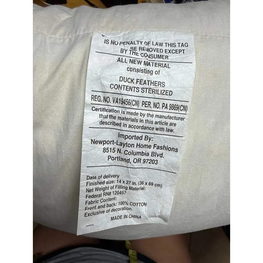 Ralph Lauren Lumbar Throw Pillow Cream Gray Cotton Green Stripe Duck Feather